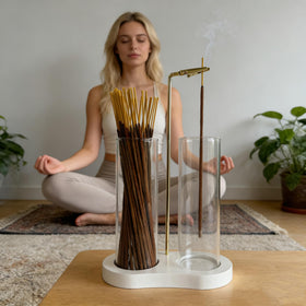 Moocervi white incense holder meditation space setup enhances room ambiance