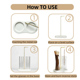 Moocervi white incense holder metal clip clamps sticks securely