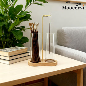 Moocervi natural wood base adds elegance to any meditation corner.