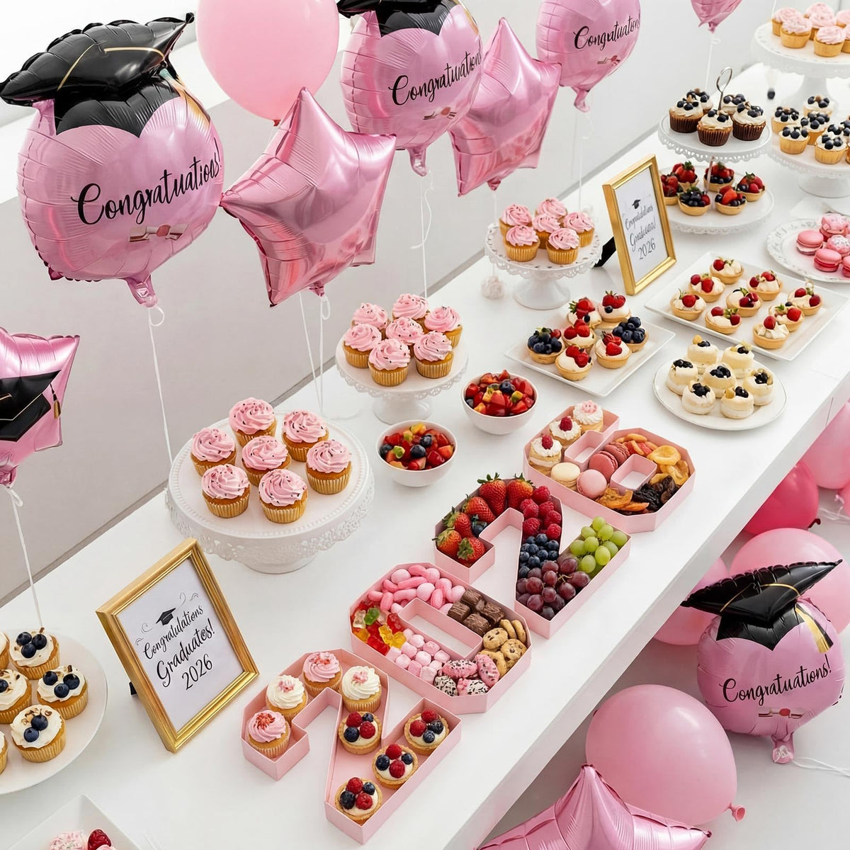Mooliwe graduation party decor adds festive ambiance and easy coordination.