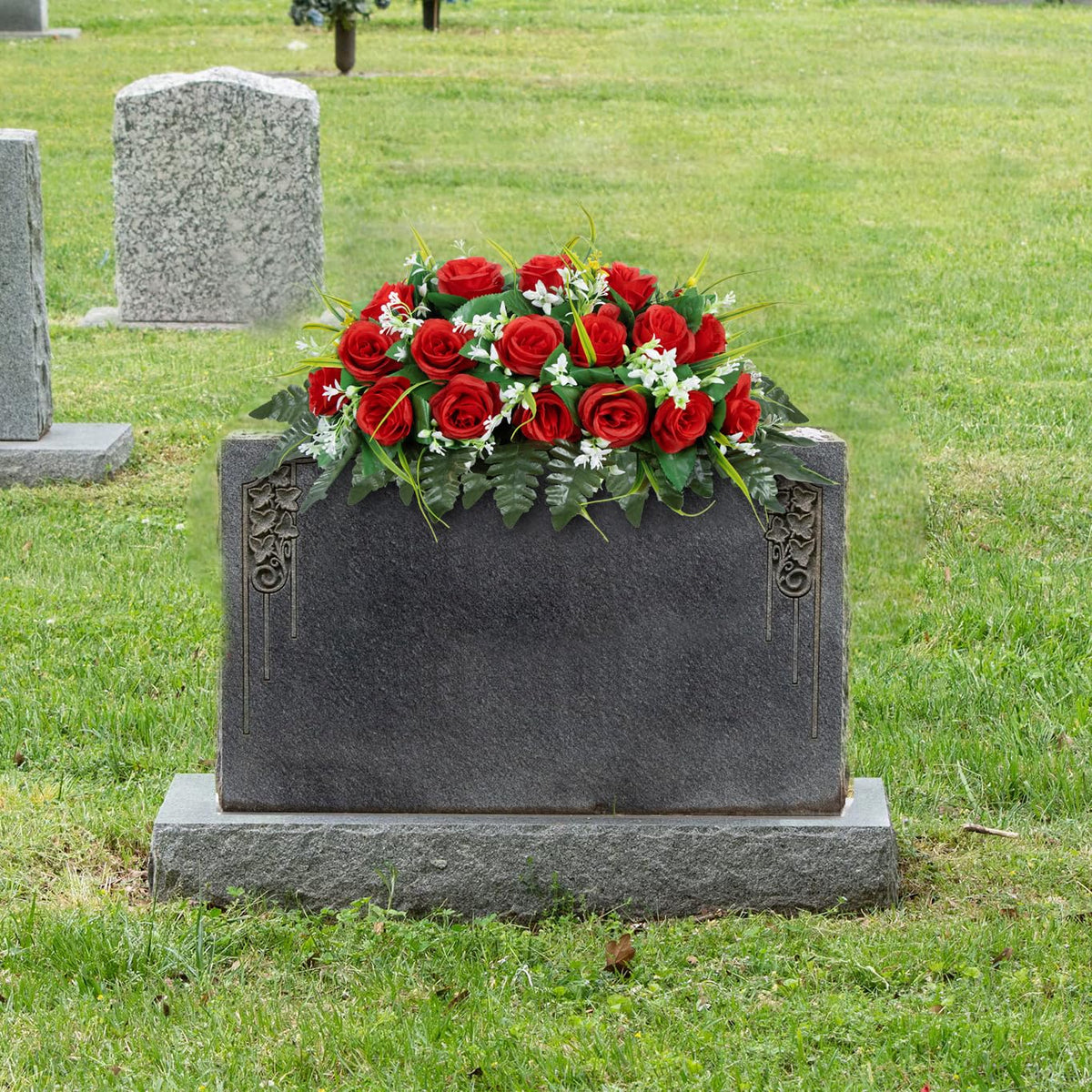 MOOMASS all-weather gravesite flowers stay vivid in sun and rain