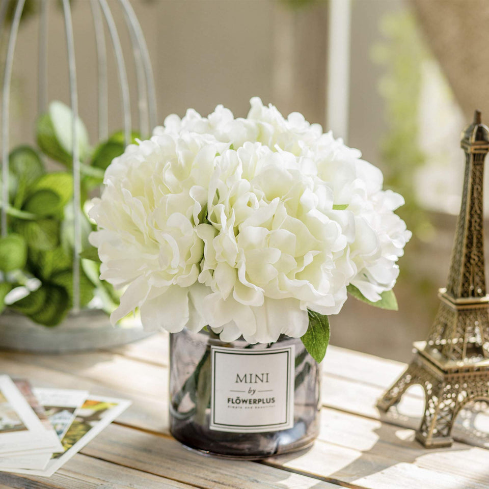 MOOMASS artificial peony bouquet in glass vase for elegant decor
