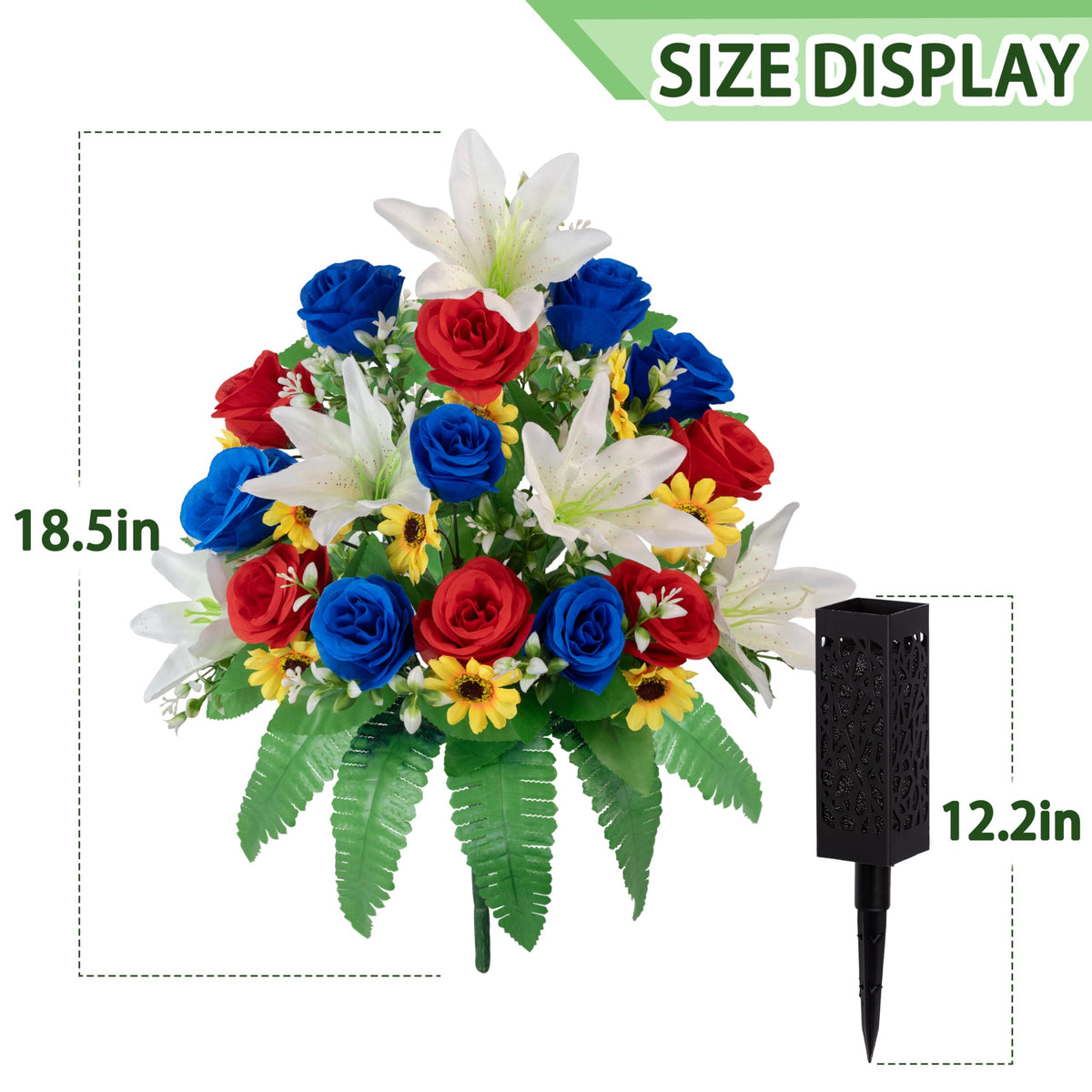 MOOMASS included vase and spike provides stable graveside display