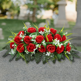 MOOMASS unique cemetery flowers saddle secures the arrangement on the headstone