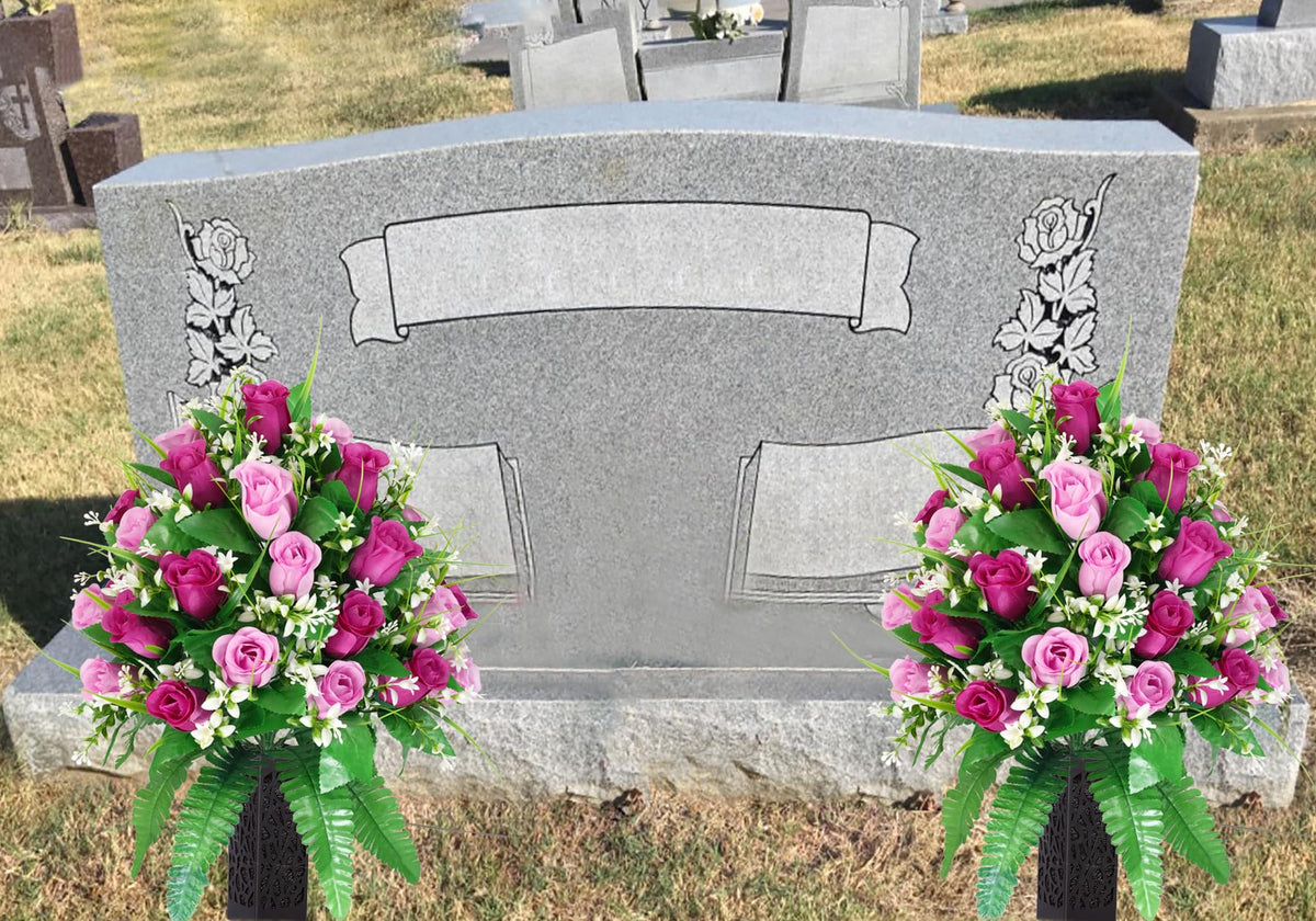 MOOMASS weather-resistant roses prevent fading for dignified grave site displays