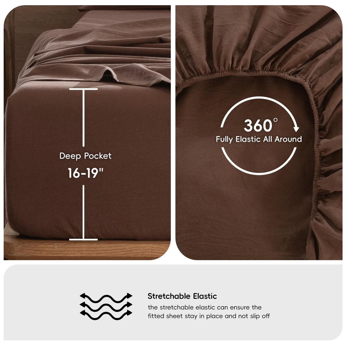 MooMee deep-pocket design keeps the fit on larger mattresses for a tidy bed.