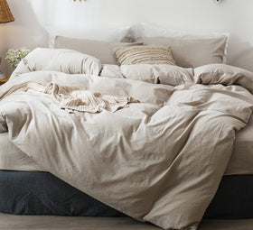 MooMee king duvet cover 104x90 offers a secure fit with breathable cotton feel.