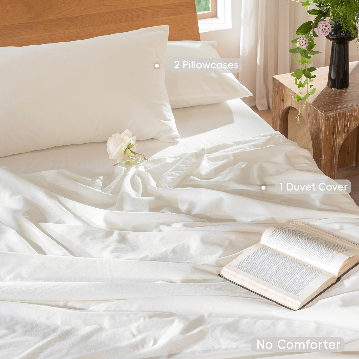 MooMee duvet cover in queen size with hidden zip for easy bed making