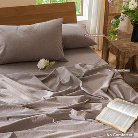 MooMee queen-size duvet cover 90x90 in mauve brown for cozy bedding.