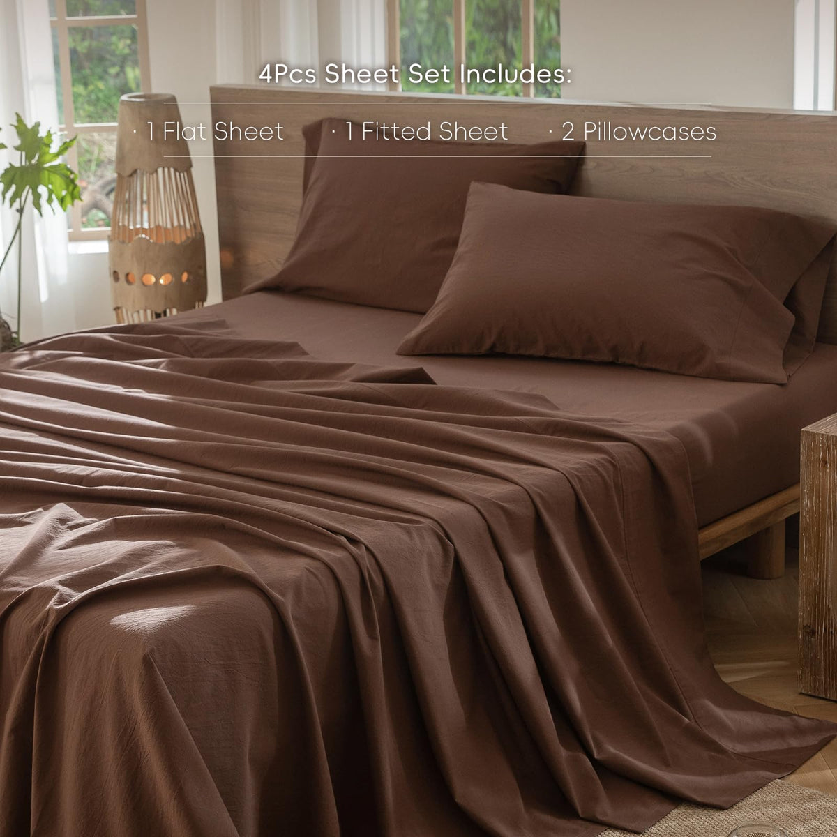 MooMee fitted sheet cocoa brown with deep pockets fits up to 17 inches