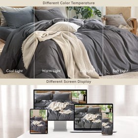 Hidden zip closure and eight interior corner ties secure the duvet insert.