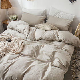 MooMee linen-like texture close-up highlights breathable, cool-to-the-touch comfort.