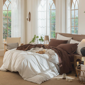 MooMee pillowcase in cocoa brown offers soft comfort and easy care.