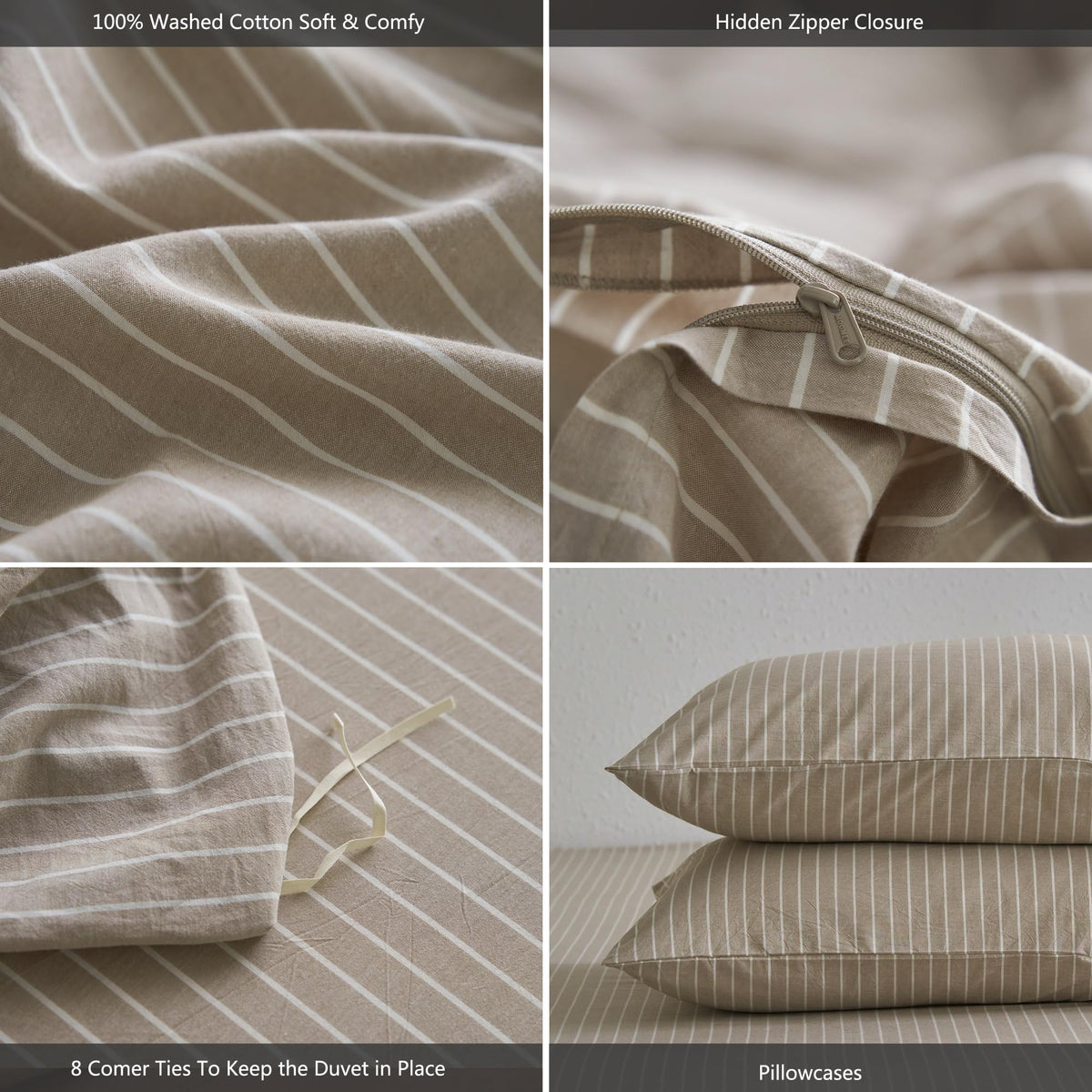 Envelope closures on pillowcases simplify bed-making and keep pillows in place.