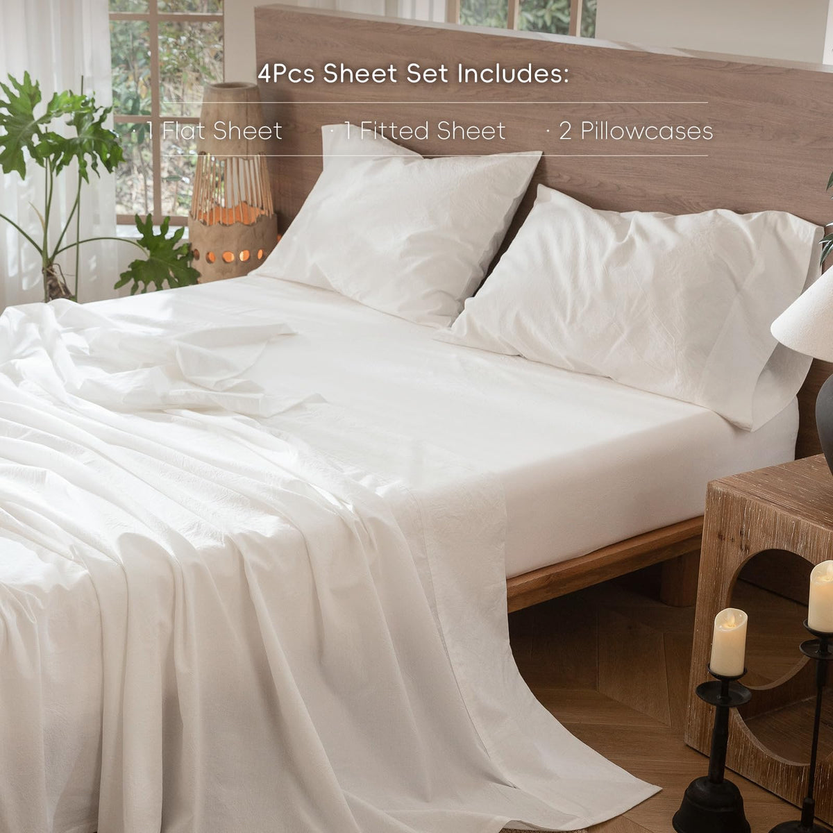 MooMee king fitted sheet with 17-inch pocket fits deep mattresses securely.