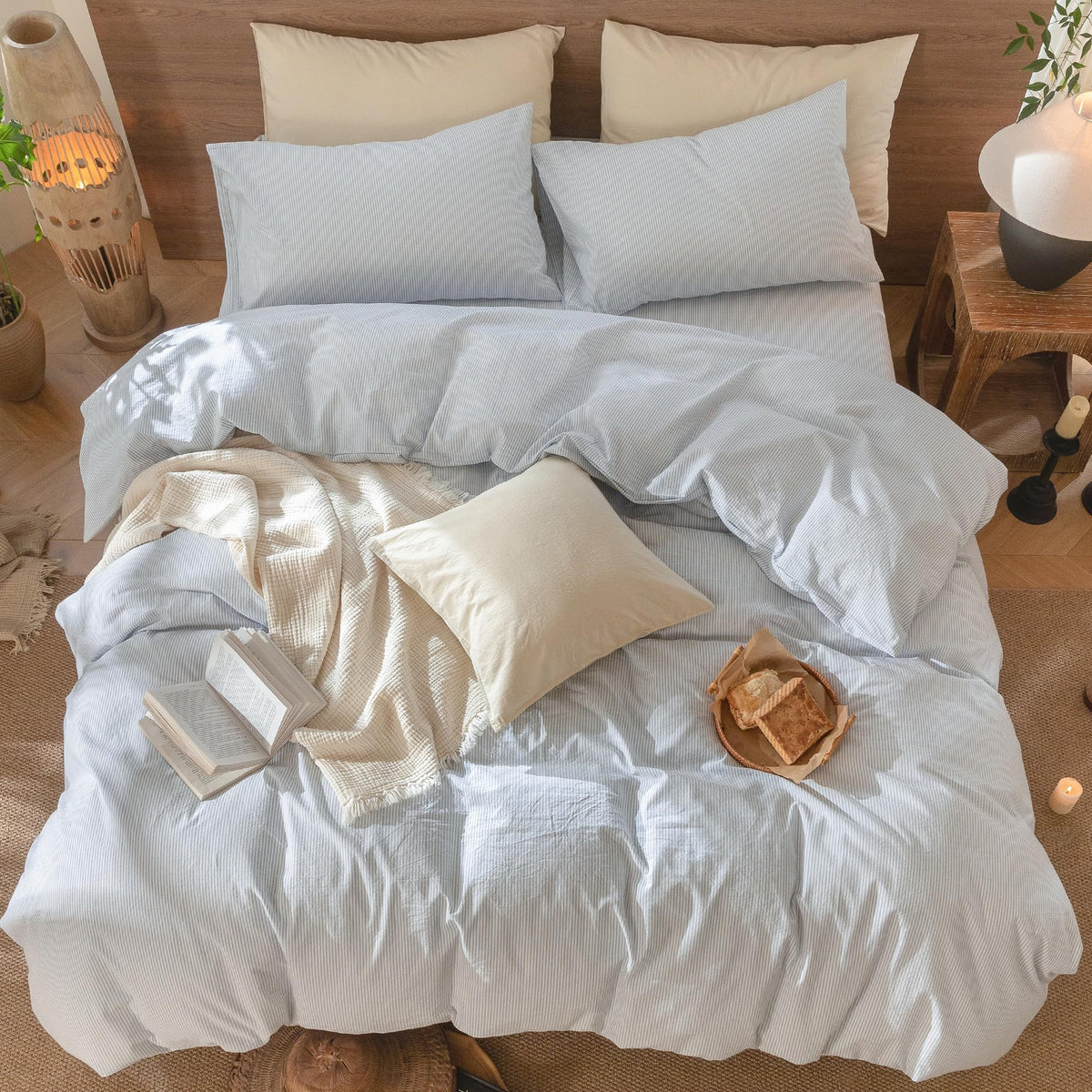 MooMee pillowcases with envelope closure for tidy, secure fit.