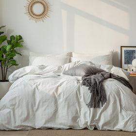 MooMee striped detail close-up highlights modern design for any bedroom