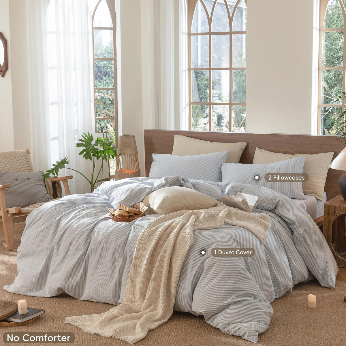 MooMee texture closeup shows linen-like softness for relaxed, resort-inspired bedding.