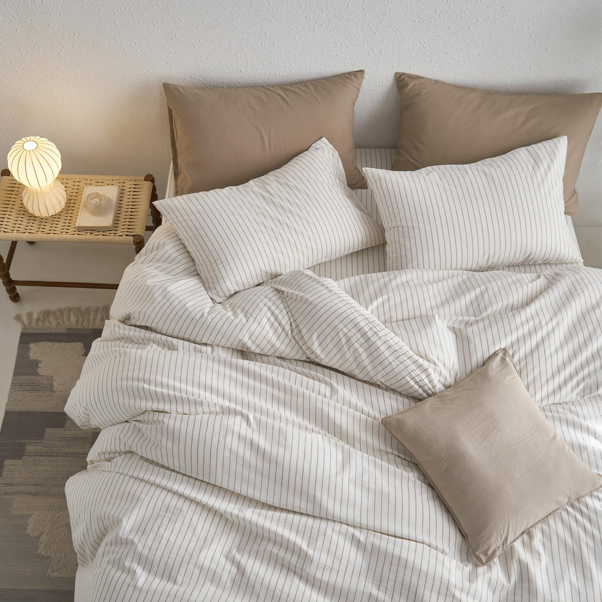 Close-up of textured weave; like linen and cotton blend for relaxed resort vibe.