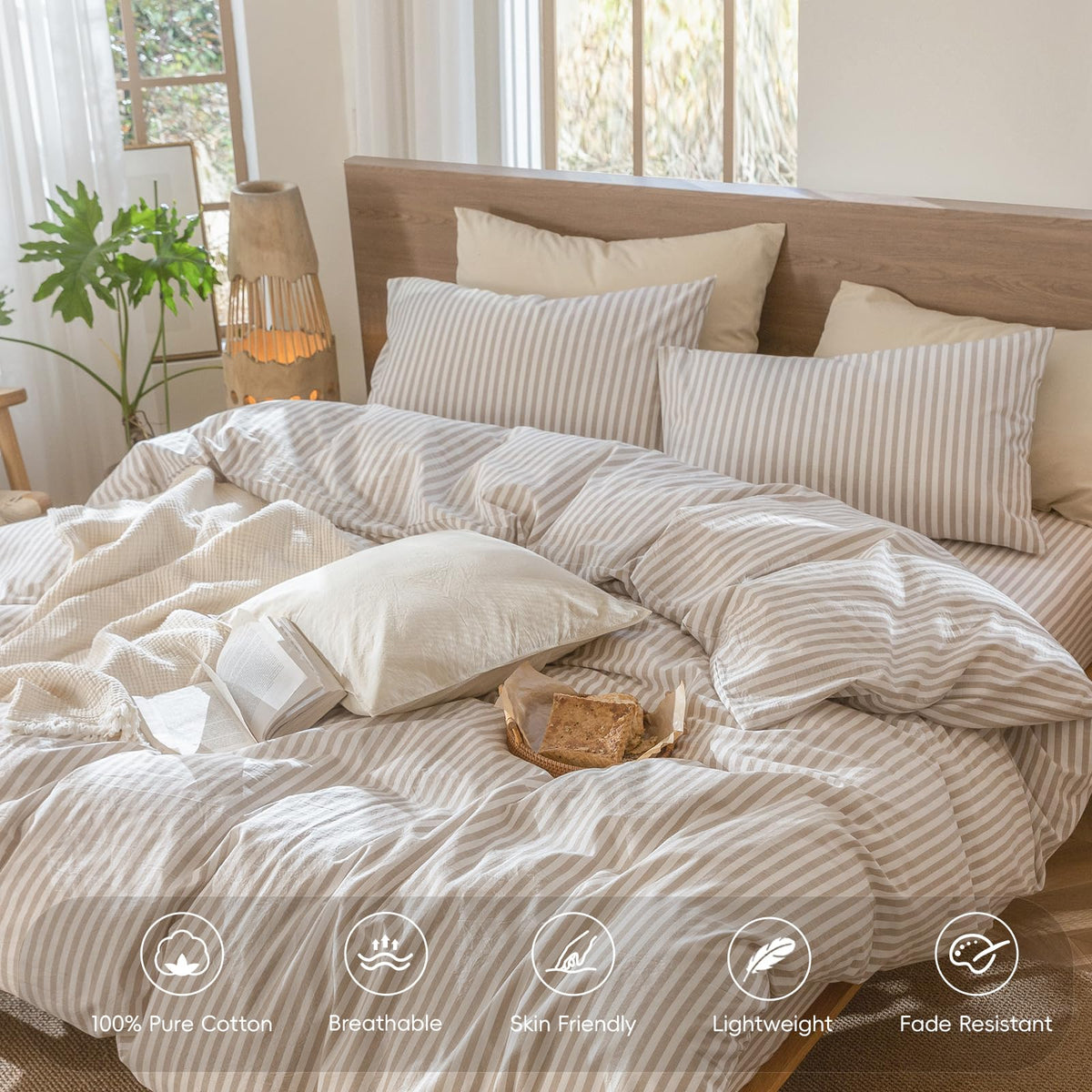 MooMee duvet cover hidden zip and interior corner ties for secure fit.