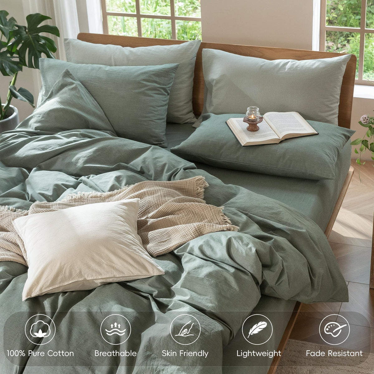MooMee duvet cover hidden zipper closeup for a sleek, secure, tidy look.