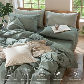 MooMee duvet cover hidden zipper closeup for a sleek, secure, tidy look.