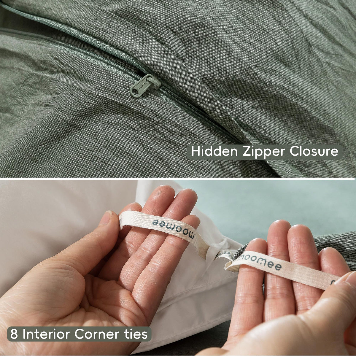 MooMee pillowcases with envelope closure prevent shifting and keep bed neat.