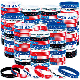 Moon Boat 100pcs patriotic silicone bracelets for Fourth of July celebrations and gifts