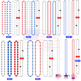 Moon Boat blue white red environmental plastic beads create lightweight party accents.