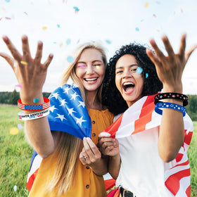 Moon Boat six designs with flag stars stripes for festive bracelet variety
