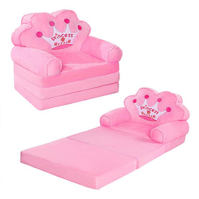 MOONBEEKI fold-out pink kid couch overview for cozy play and reading