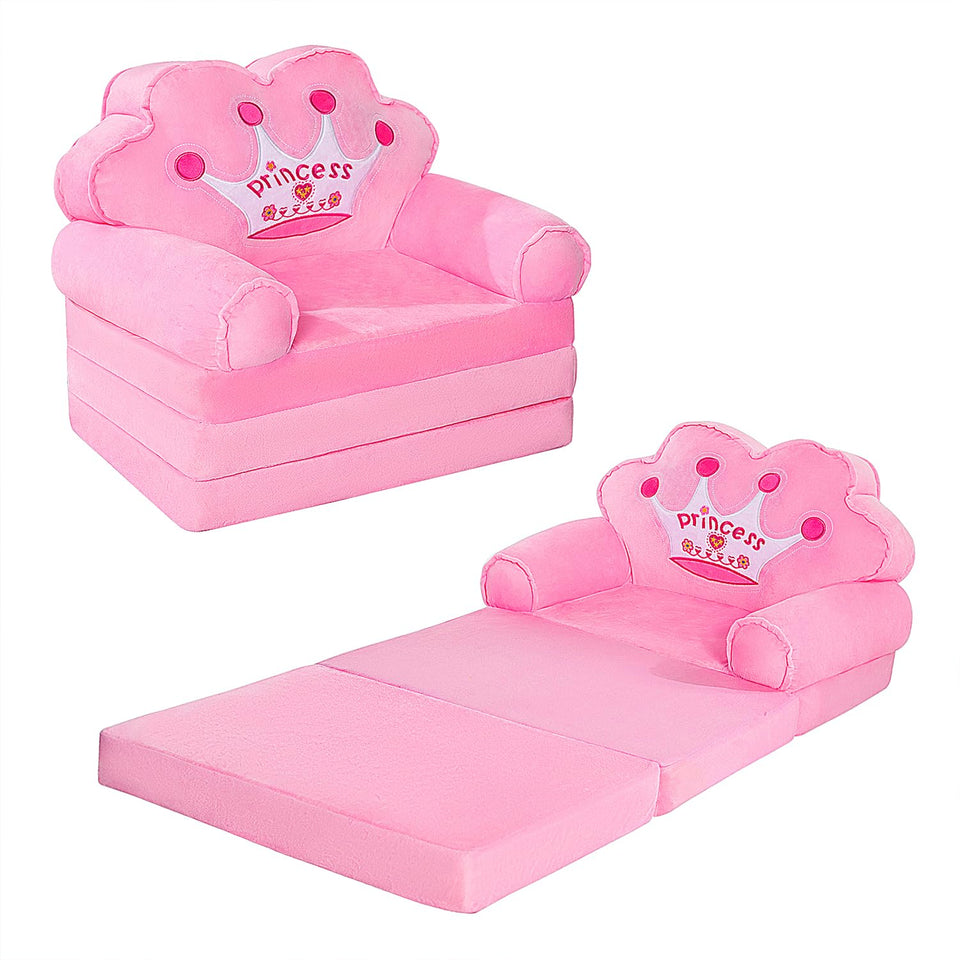 MOONBEEKI fold-out pink kid couch overview for cozy play and reading