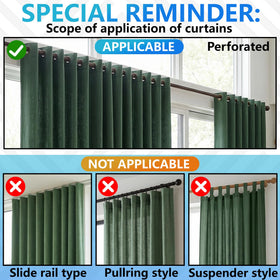Moonoom spacers placed on grommet curtains to maintain consistent alignment.