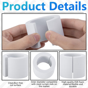 Moonoom white spacers attach to the rod to create uniform spacing across windows.