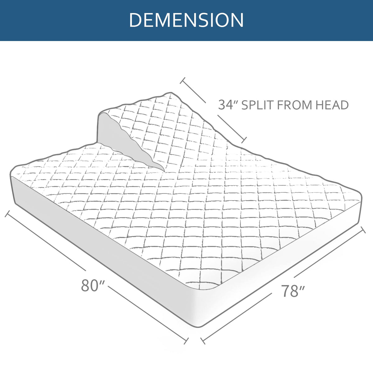 Moonsea adjustable bed setup with split-top king protector fitting a 34-inch head split.