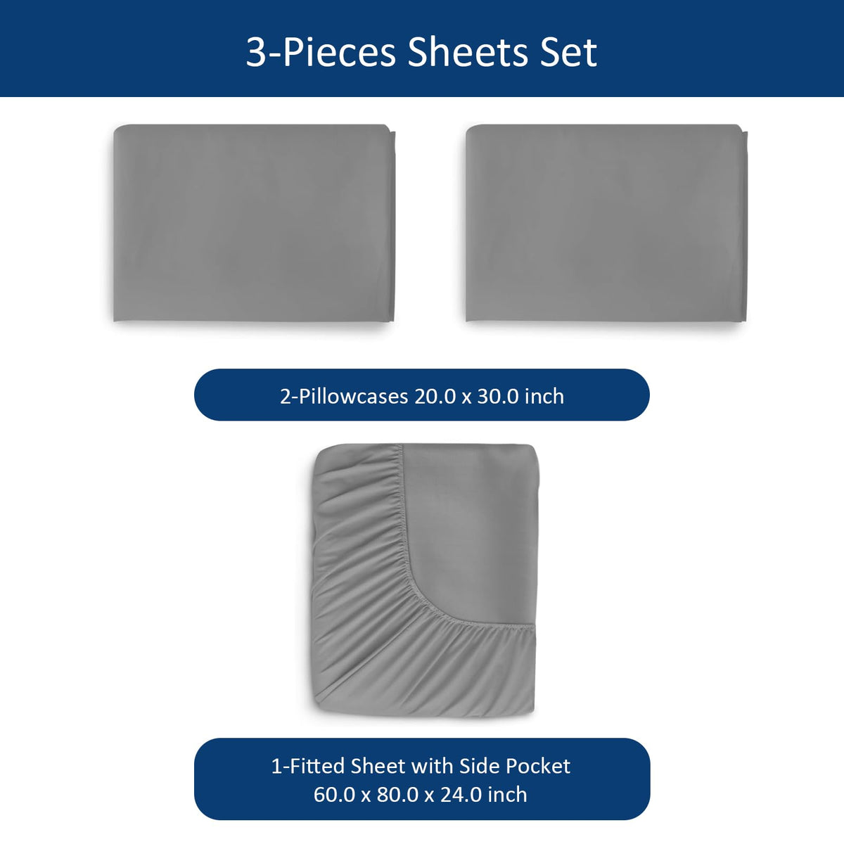 Moonsea deep-pocket fitted sheet 60x80x24 inches securely fits tall air mattresses.