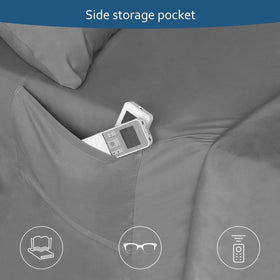Moonsea fitted sheet with side pocket keeps remote control handy