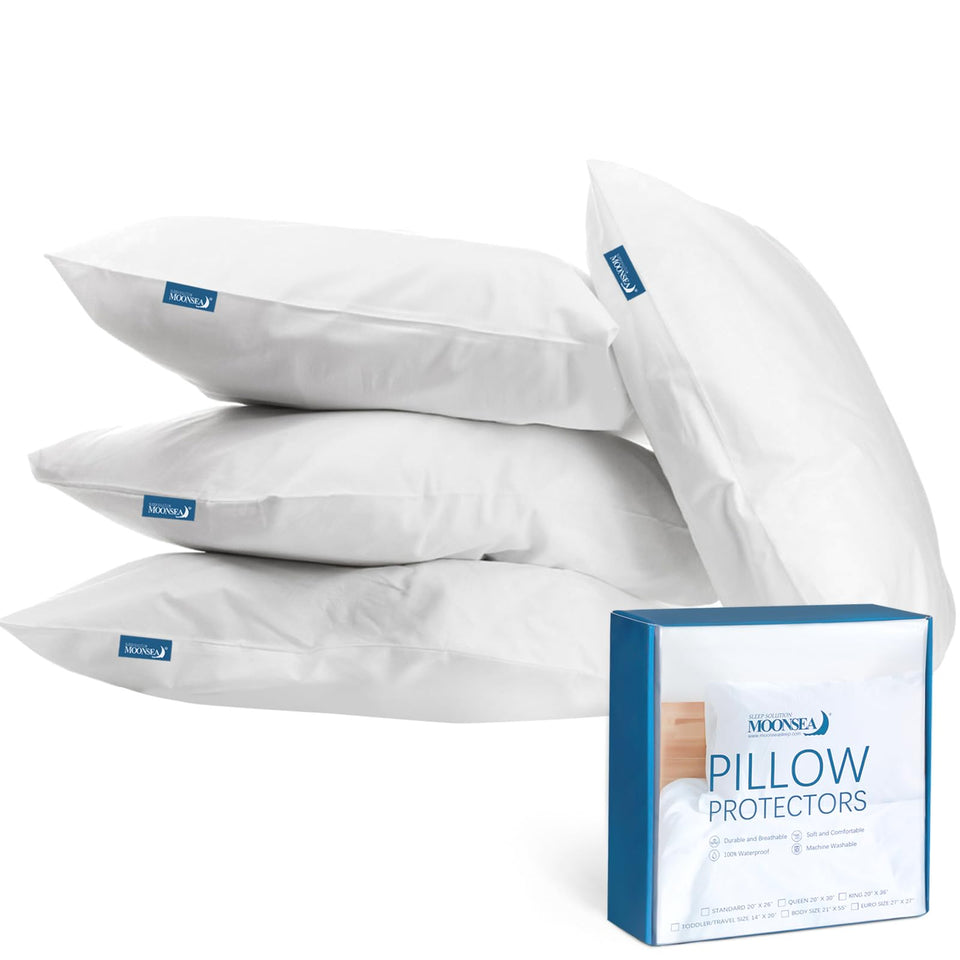 Moonsea king pillow protector with waterproof zipper protects pillows from spills