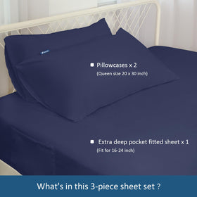 Moonsea side-pocket fitted sheet keeps remotes and phones within easy reach.