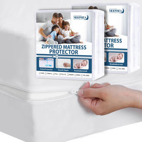 Moonsea twin mattress protector with 6-sided coverage protecting kids' sleep area