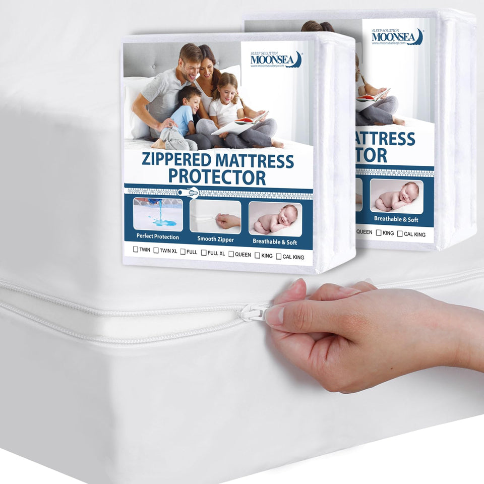 Moonsea twin mattress protector with 6-sided coverage protecting kids' sleep area