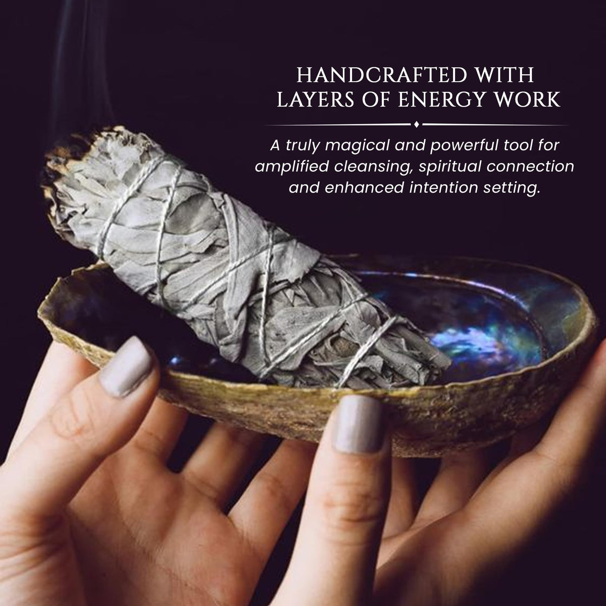 Moonwater Elixirs white sage ritual for meditation and space harmony.