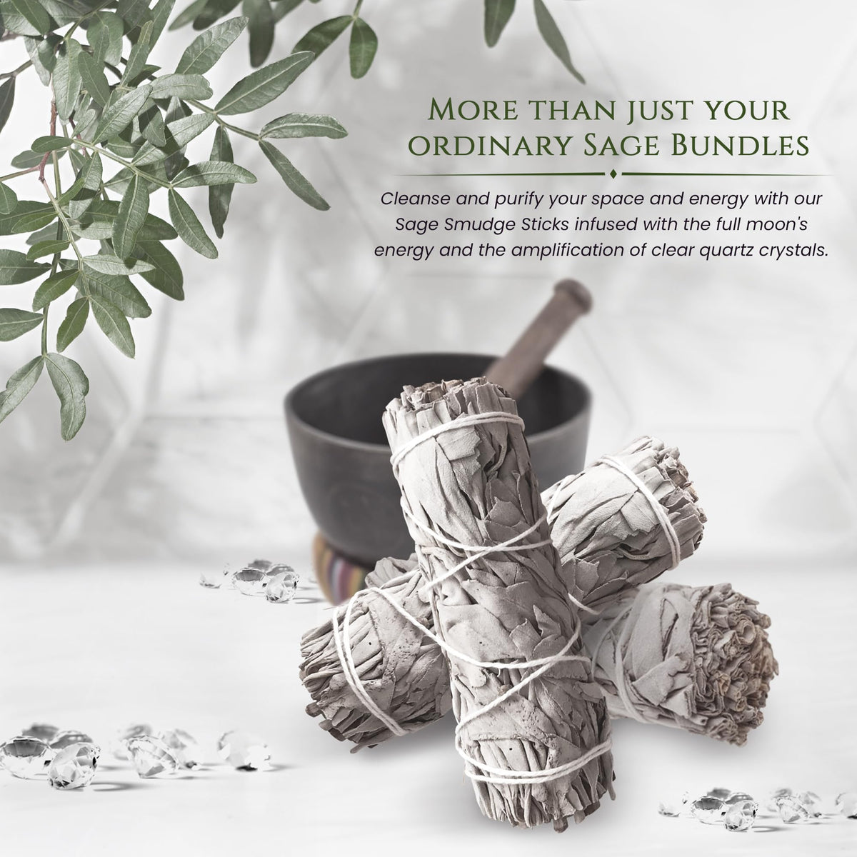 Moonwater Elixirs Reiki-charged white sage stick promotes calm during rituals.