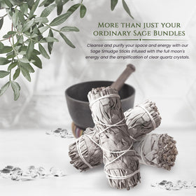 Moonwater Elixirs Reiki-charged white sage stick promotes calm during rituals.