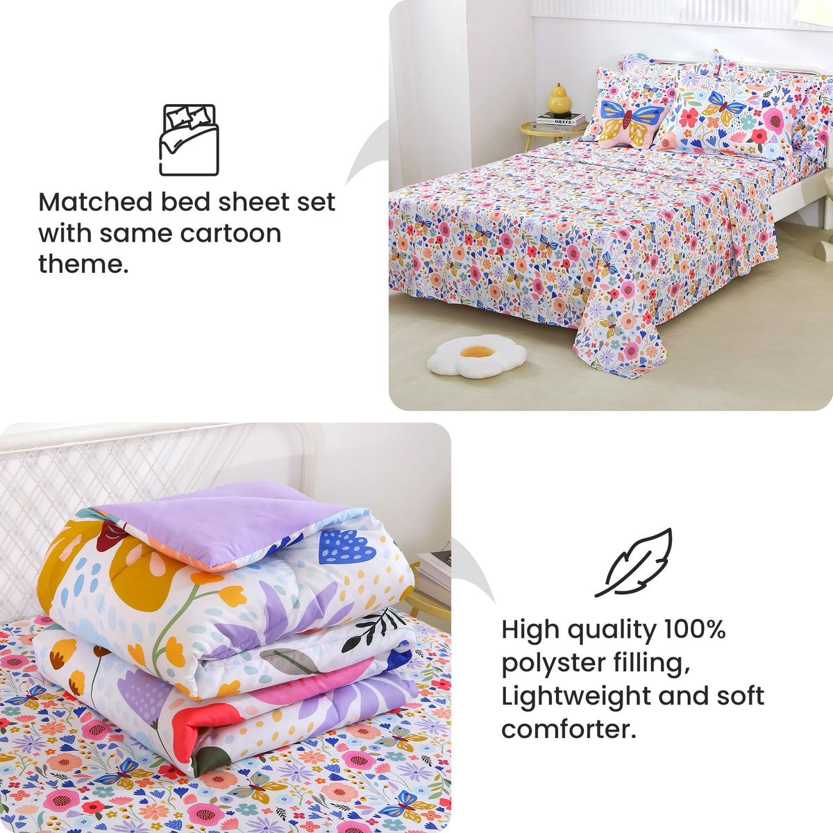 Mooreeke 6-piece layout showing all pieces for complete bed-in-a-bag setup.