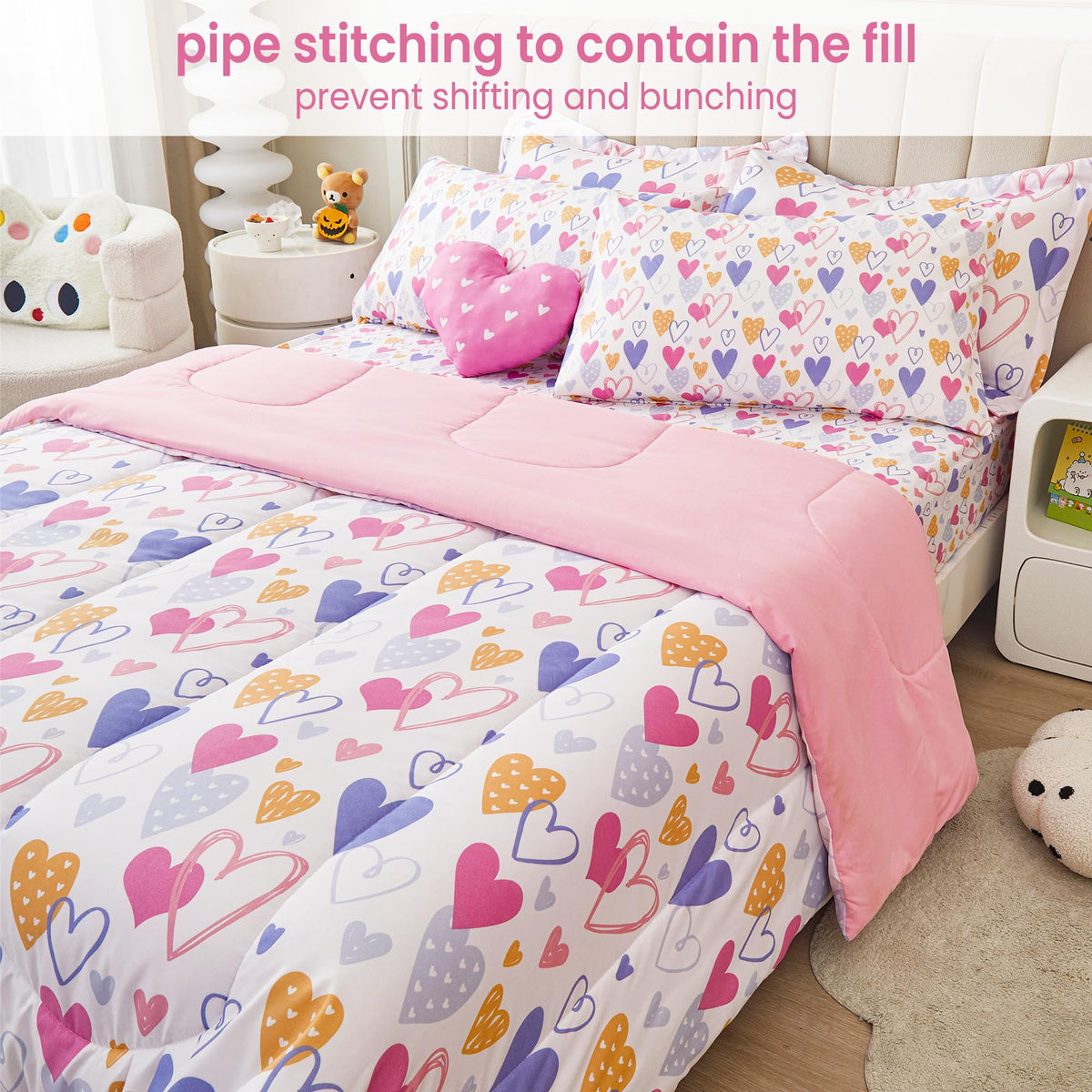 Mooreeke 8-piece girls bedding set for quick, stylish bedroom refresh