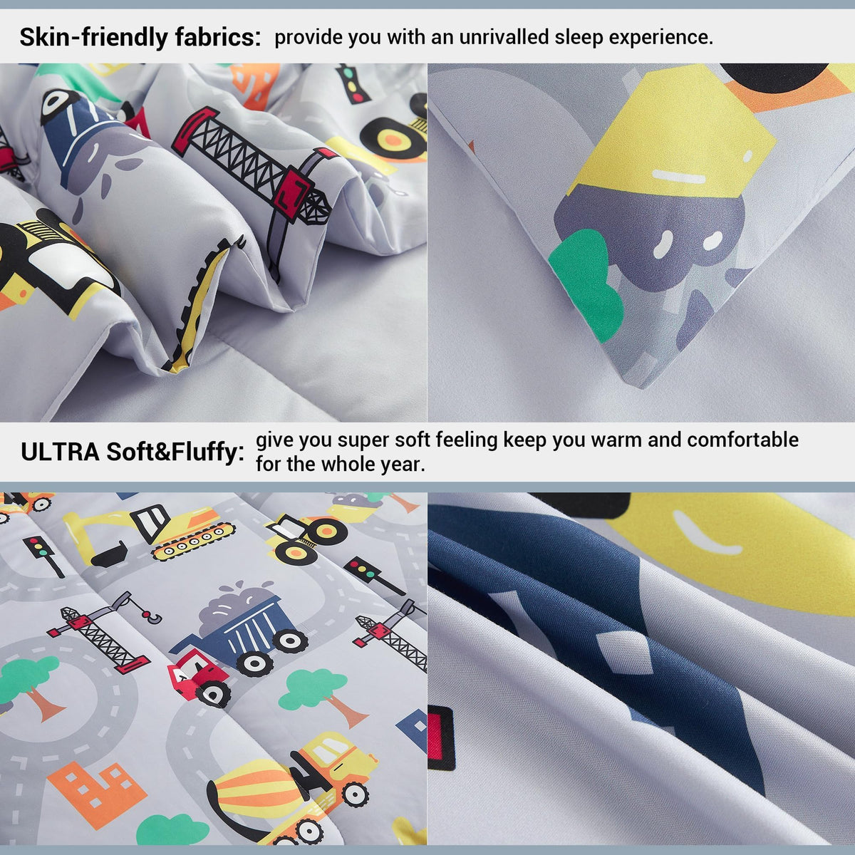 Mooreeke construction vehicle pattern brightens kids' room