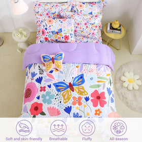 Mooreeke purple flower butterfly design enhances vibrant kids’ bedroom styling.