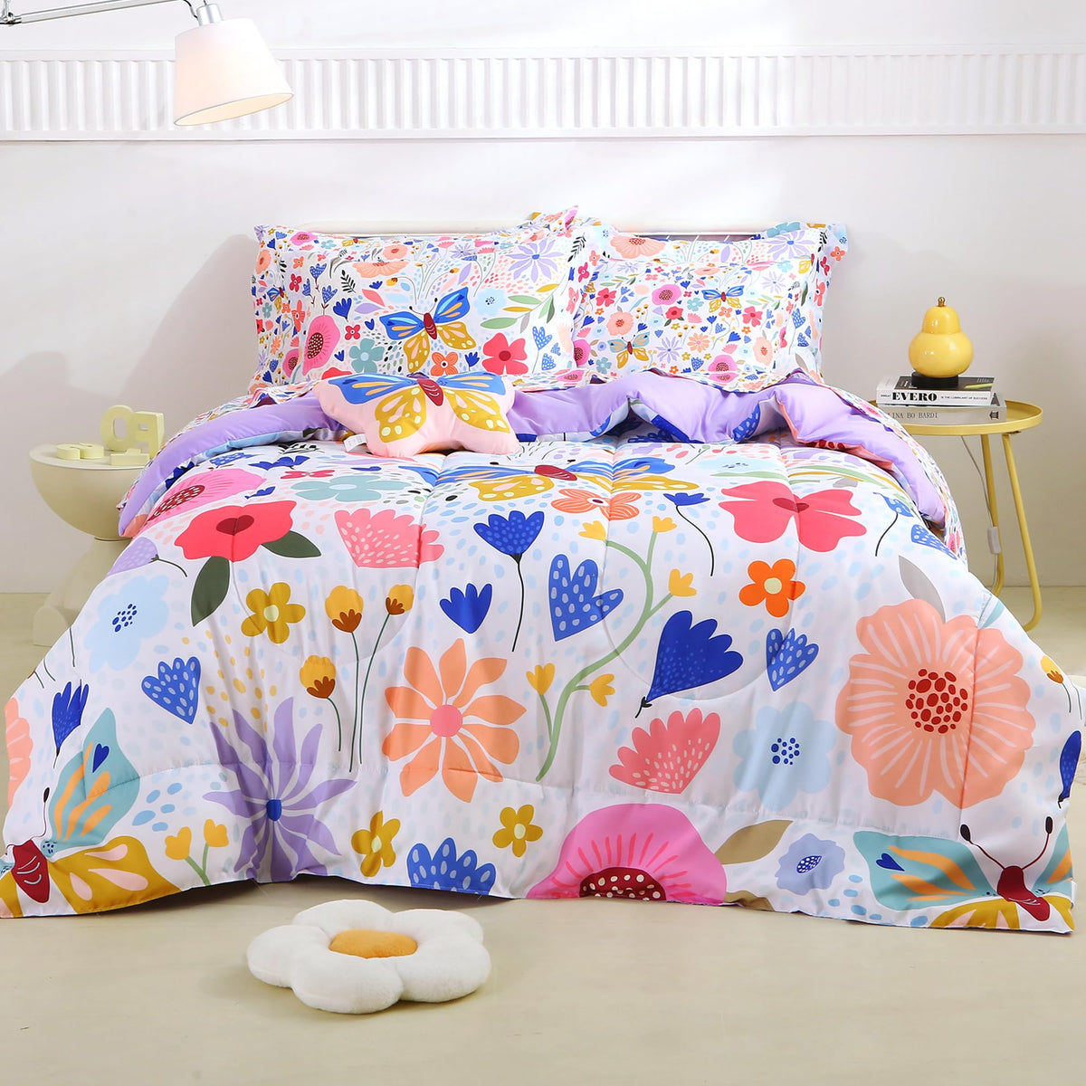 Mooreeke twin size comforter set with butterfly print adds cute decor.