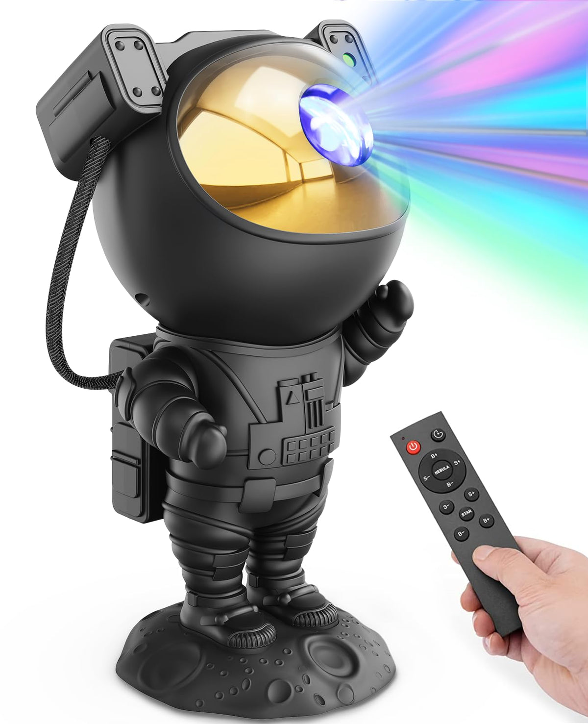 Mooyran galaxy projector with astronaut design creates immersive nebula visuals for walls.